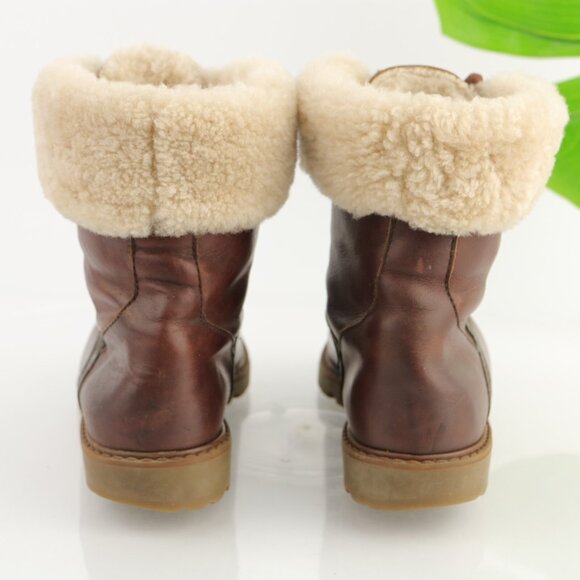 VTG Draper Of Glastonbury Womens Stowe Boot Size 7 Brown Shearling Lace Up Lug - Picture 4 of 11